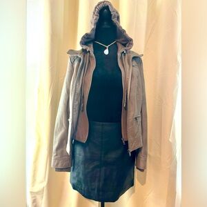 S O L D Bundle Sale! New leather skirt + used leather hooded jacket